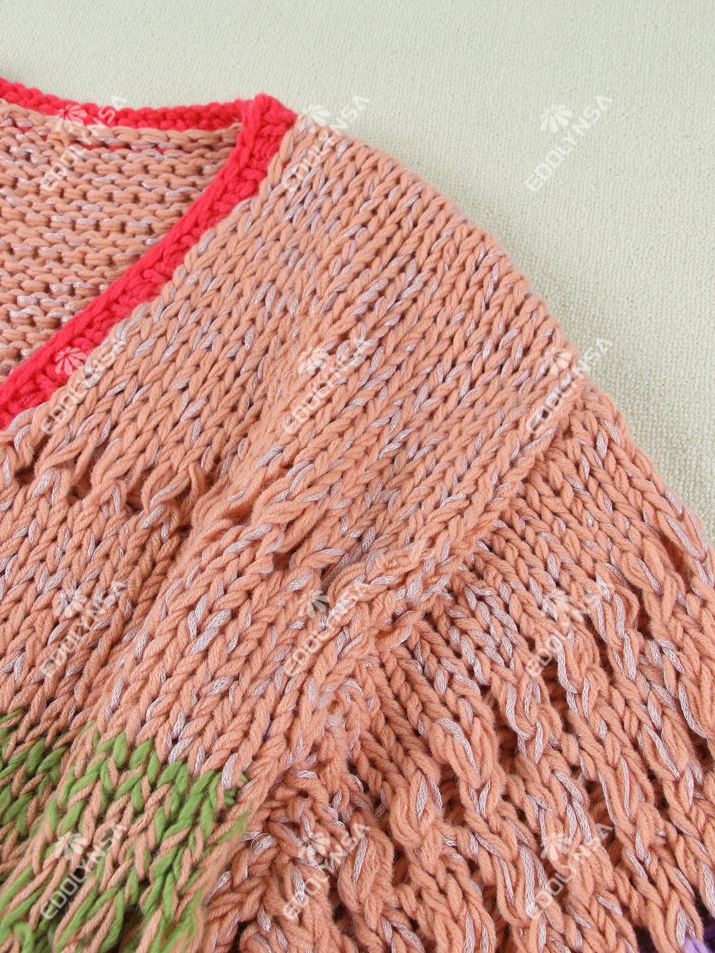 Boho Colorful Luxuriously Handknit Bell Sleeve Crochet Loose Kimono Cardigan 2024 Women Fall Winter Coat Beach Coverup Dress K12