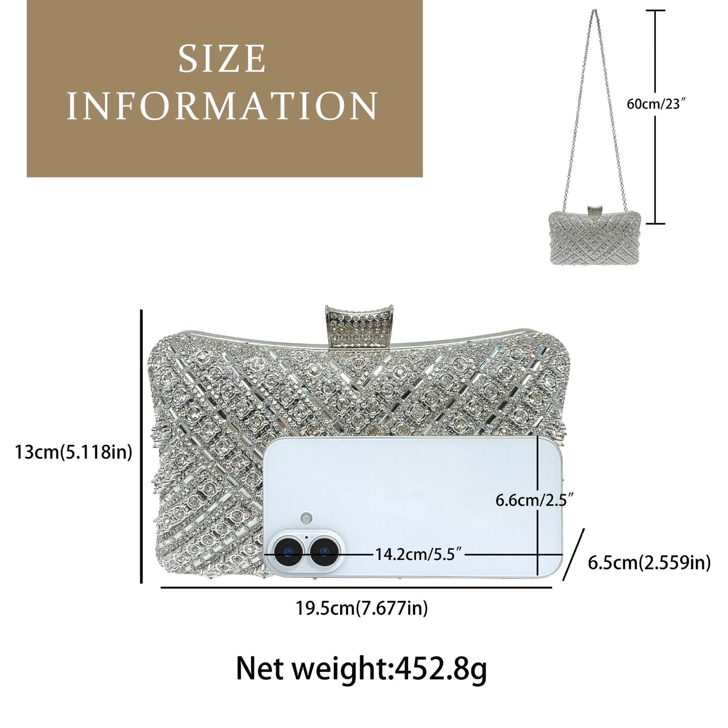 Dinner Fashion Women's Bag Luxury Brand Fashion Diamond-encrusted Women's Shoulder Bag High Quality Chain Shiny Women's Handbag