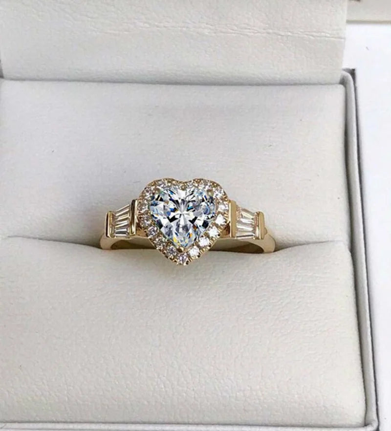 Heart Shaped Zircon Wedding Ring