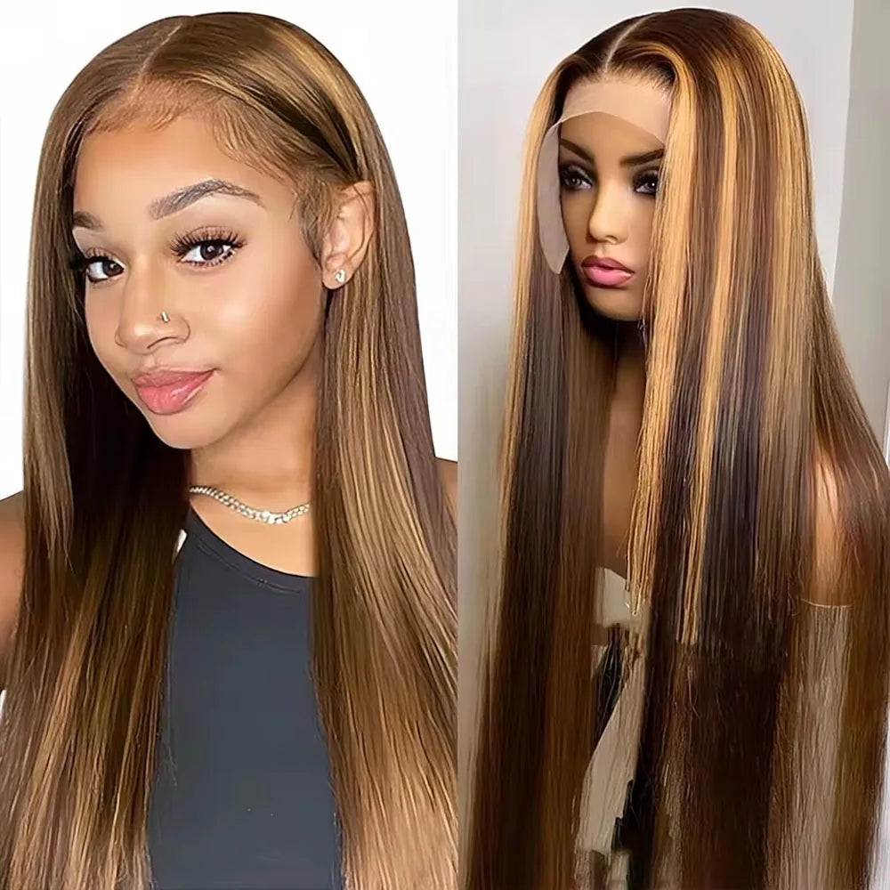 Ombre Straight Human Hair Lace Front Wig for Women
