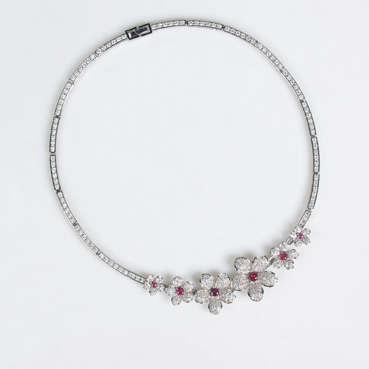 Zircon Flower Necklace And Earring Set