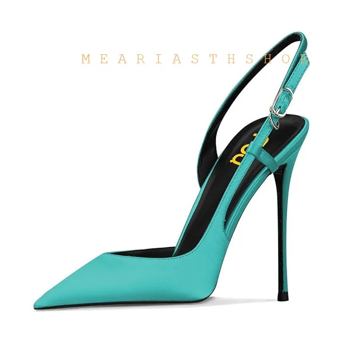 Black Lace Mesh Pointed Toe Side Open Slim High Heel Sandals For Women
