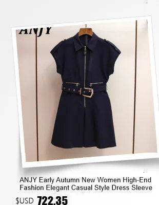ANJY Summer New Women's Tide High Street Y2K Chic Trendy Sleeveless Halter Neck Backless Waist Cinching Zipper Denim Dress A8053