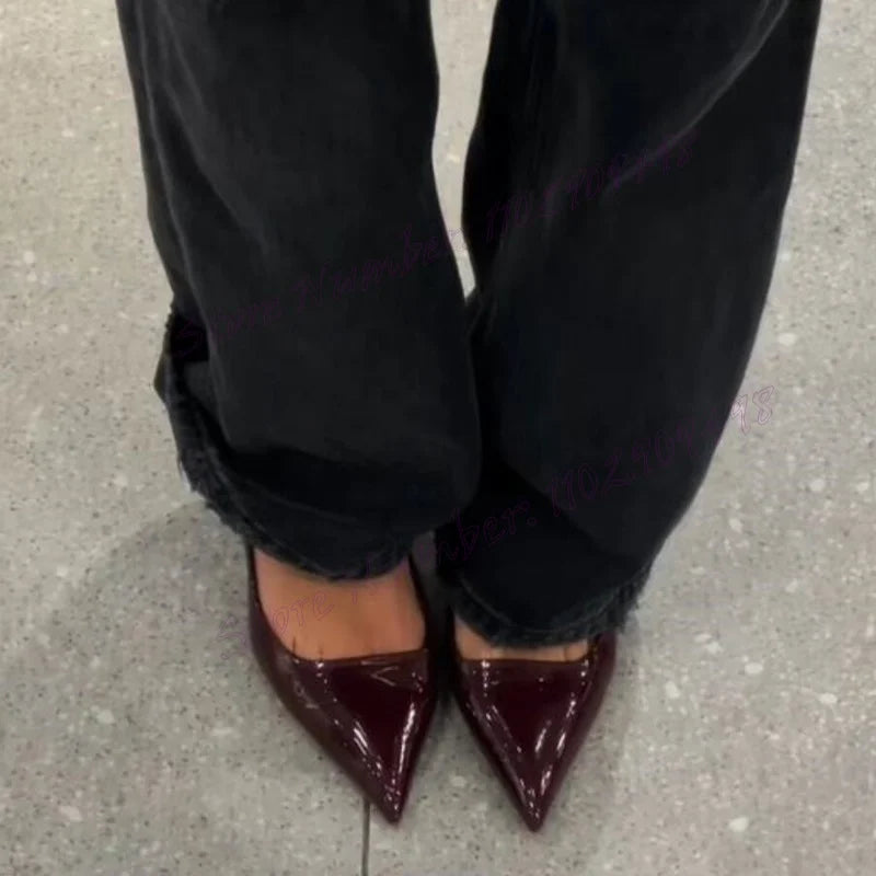 Wine Red Slingback Pointed Toe Pumps Cut Heels Shoes for Women Thin High Heels Sexy Evening Party Shoes 2025 Zapatos Para Mujere