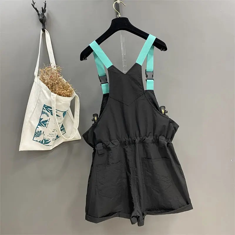 Casual Vintage Patchwork Drawstring Shorts for Women