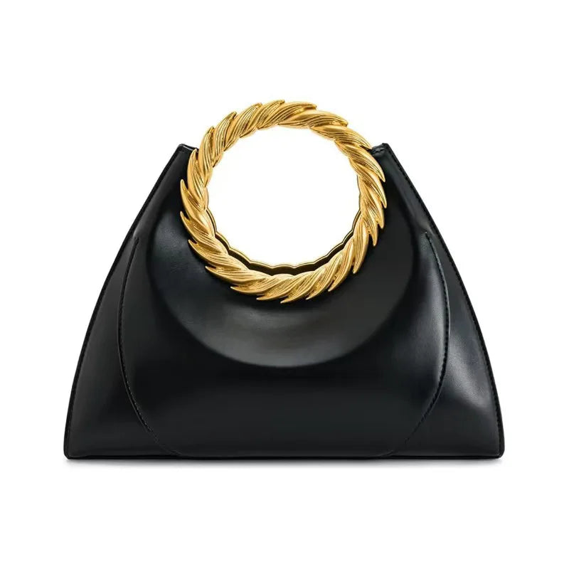 Metal Embossed Round Handle Clutch
