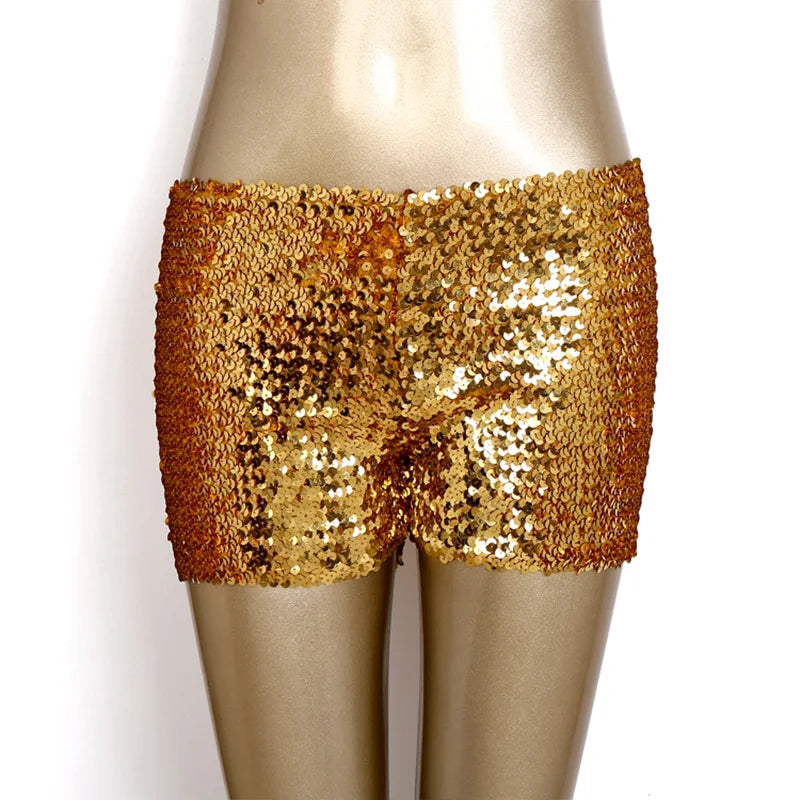 FAGADOER Y2K Sexy Sequin Shorts for Women Purple Golden Sparkling Low Waist Skinny Shorts Hot Girl Streetwear Bottoms 2025 New