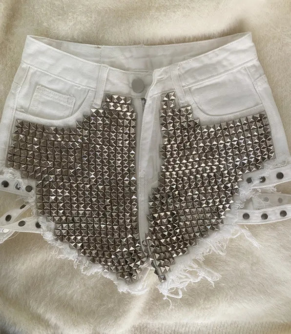 Relaxed Fit High Waisted Denim Shorts With Tassel Accents For Women