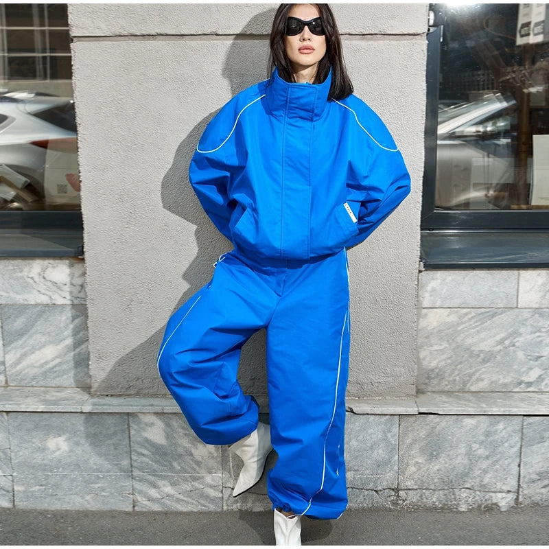 Elegant Loose Zip Up Casual Two Piece Set for Women