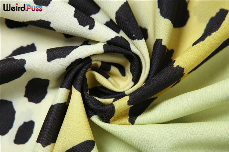 Leopard Print Halter Backless Chiffon Dress for Women