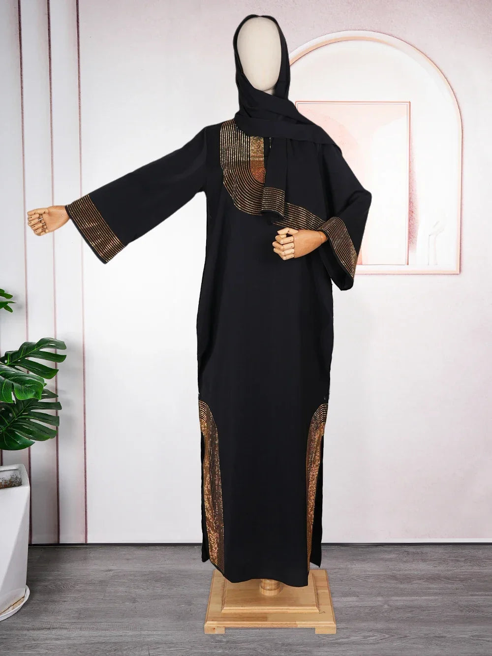 Beaded Chiffon Abaya Dress