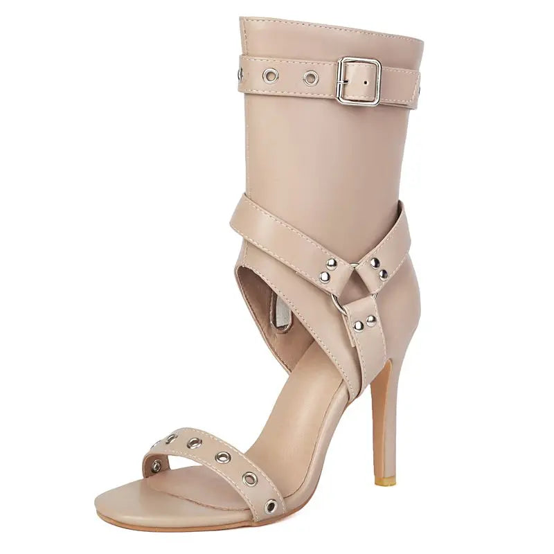 Elegant Metal Decor Zipper Buckle Sandals for Women