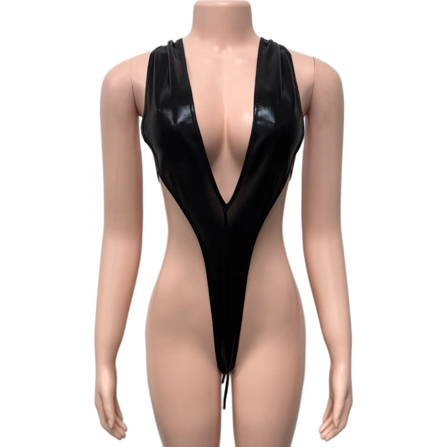 Weird Puss Sexy Women 2 Piece Set Halter Silky Hollow Sexy Backless Sleeveless Bodysuit+Bike Shorts Midnight Matching Clubwear