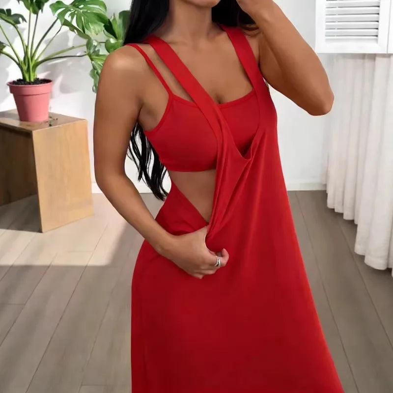 Sleeveless Backless Two Piece Maxi Dress Set for Women