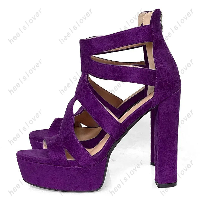 Open Toe Platform Sandals With Square Heel For Women