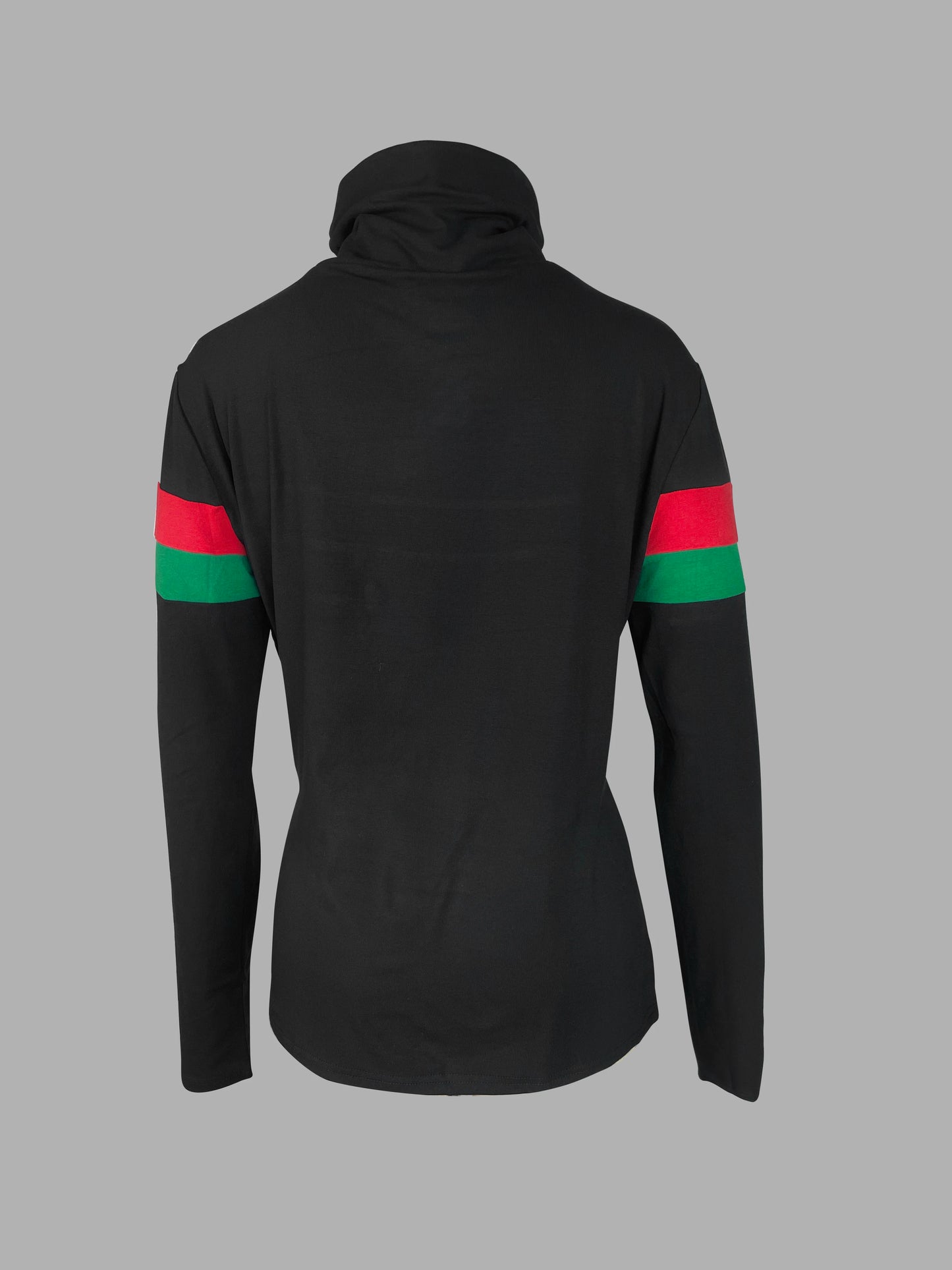 Beautyblue High Neck T-Shirts Women Black Top Sexy Slim Fit Long Sleeves Striped Split-Joint Bottom Basic Shirt Casual Clothing