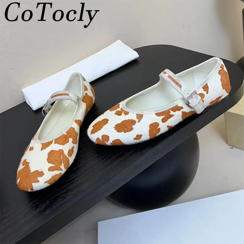 Elegant Buckle Strap Round Toe Mary Jane Flats For Women