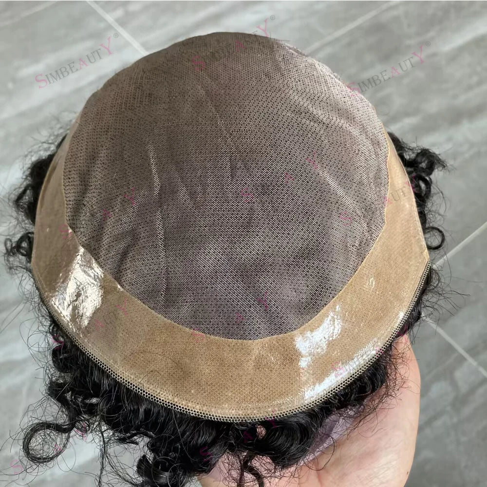 Kinky Curly Human Hair Toupee With Mono Lace for Women