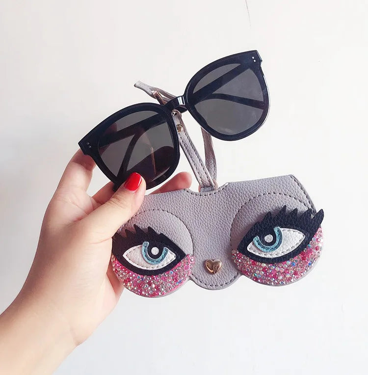 Diamonds cute glasses clip ins fashion sunglasses bag portable sunglasses case protective cover bag bag hanging jewelry