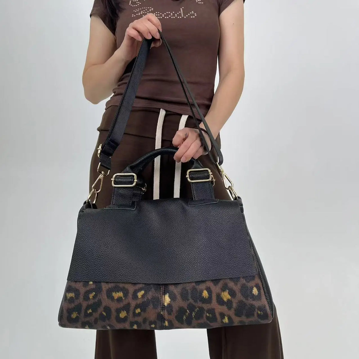 Leopard Print Large Capacity Shoulder Tote Bag for Women