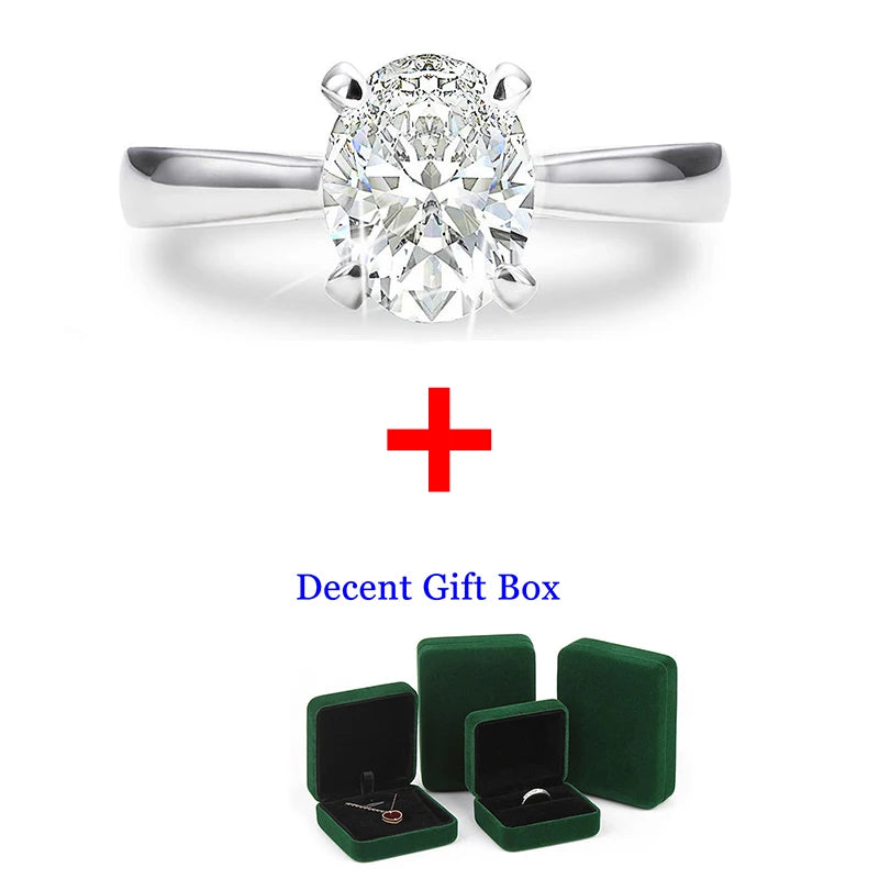 Oval Cut Moissanite Sterling Silver Engagement Ring for Women