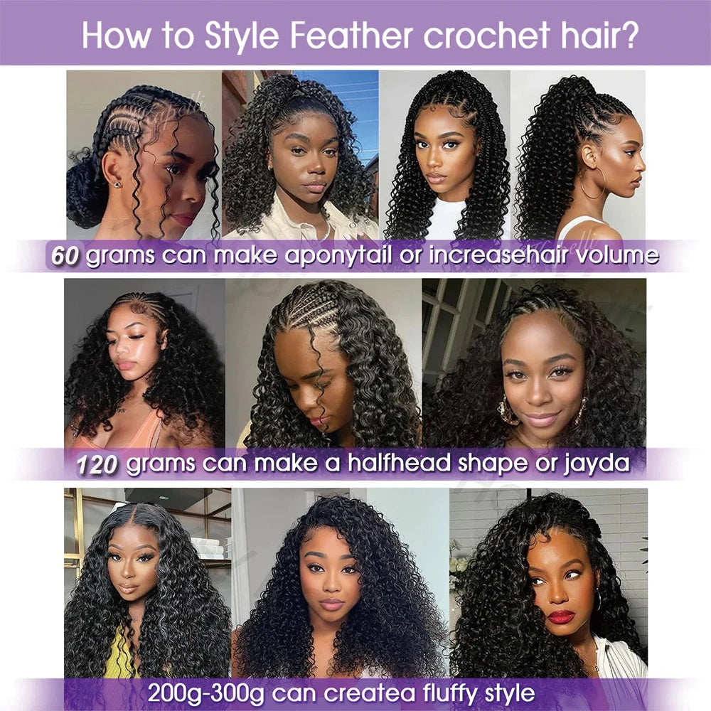 Pre-Divided Deep Wave Human Hair Crochet Extensions for Women