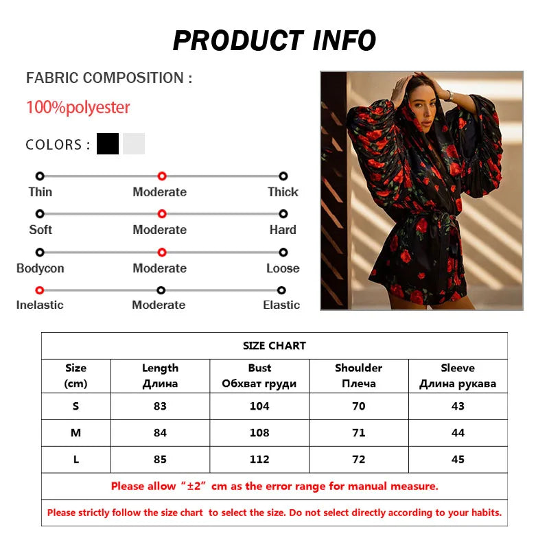Oymimi Fashion Black Print Dresses 2025 Woman Elegant Deep V-Neck Lantern Sleeve Lace-Up Dresses Casual Loose Mini Dress Female