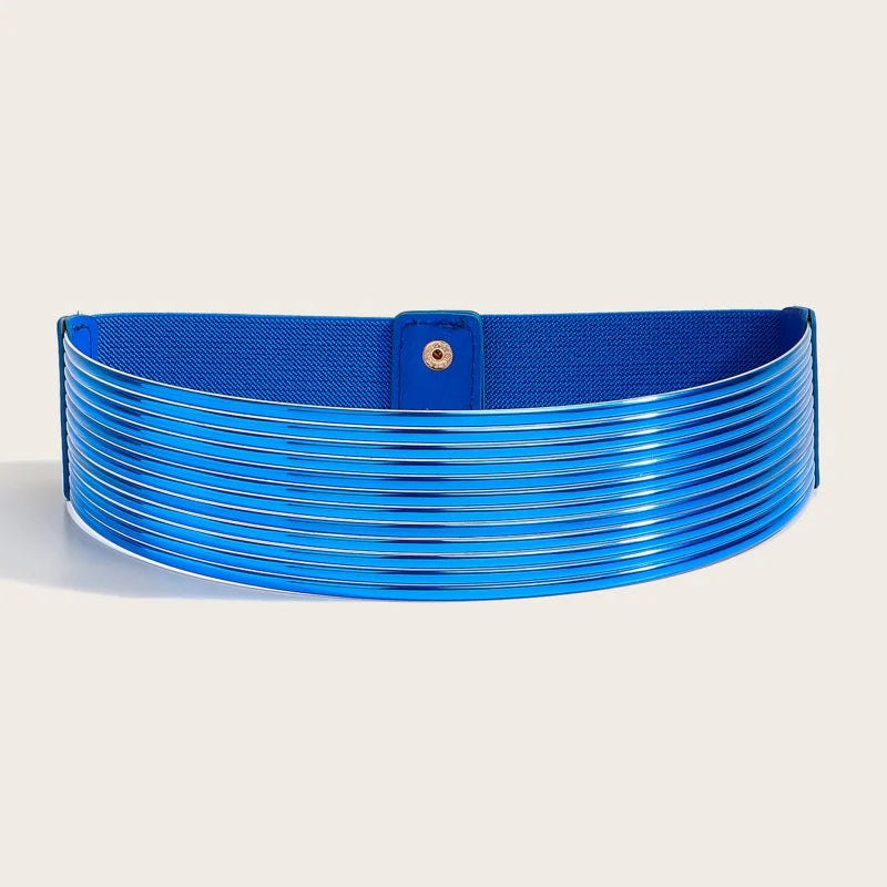 Pearl Embellished Wide Elastic Waist Belt for Women