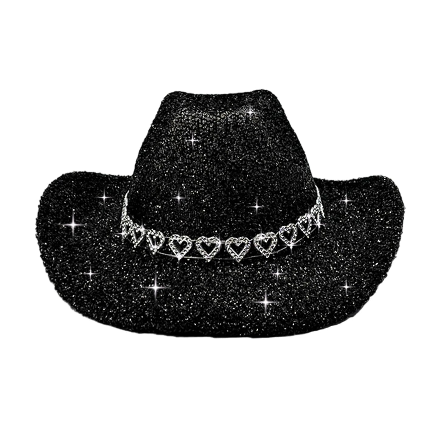 Glitter Rhinestone Western Wide Brim Cowgirl Hat for Women