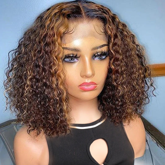 Short Jerry Curly Lace Front Human Hair Wig For Women