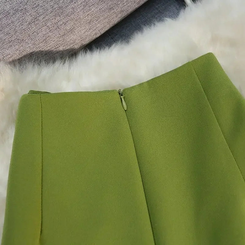Tailored High Waist Solid Split Midi Skirt for Women