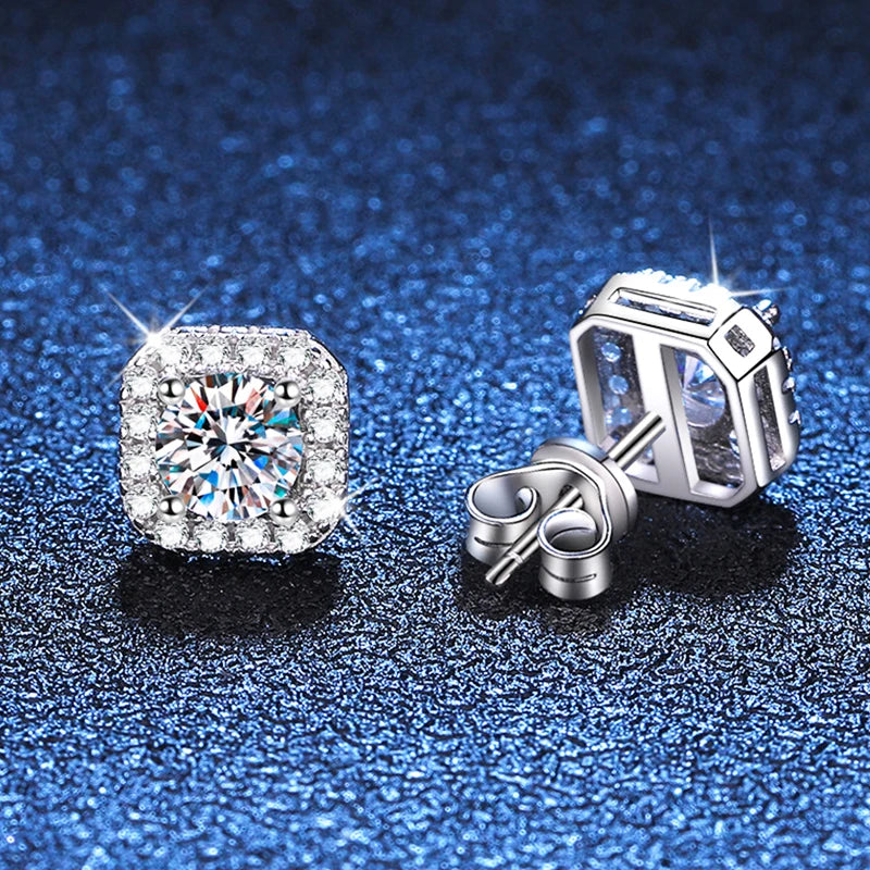 Moissanite Stud Earrings in Sterling Silver for Women