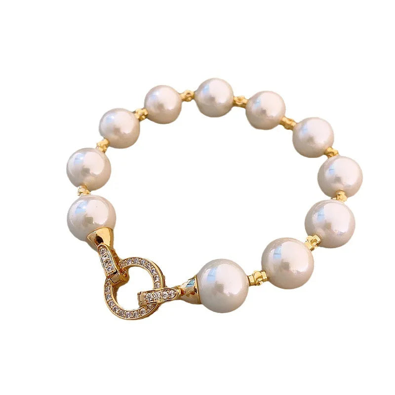 Pearl And Zircon Circle Bracelet