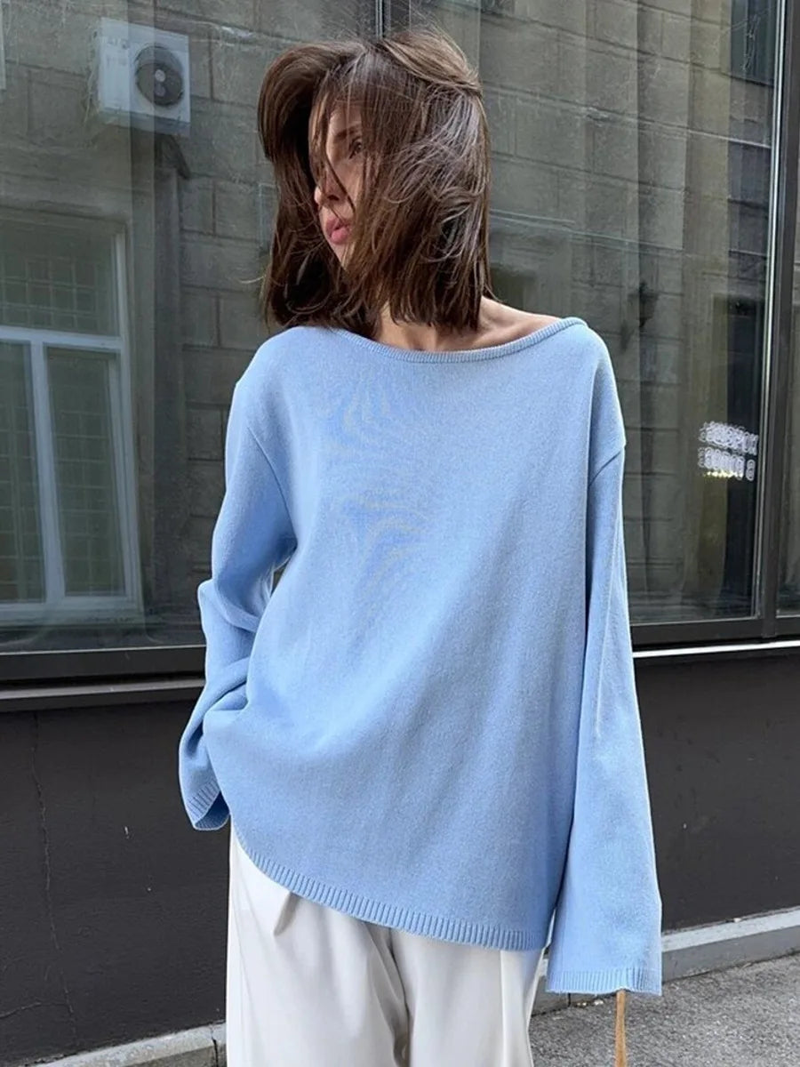 Backless Patchwork Knit Sweater