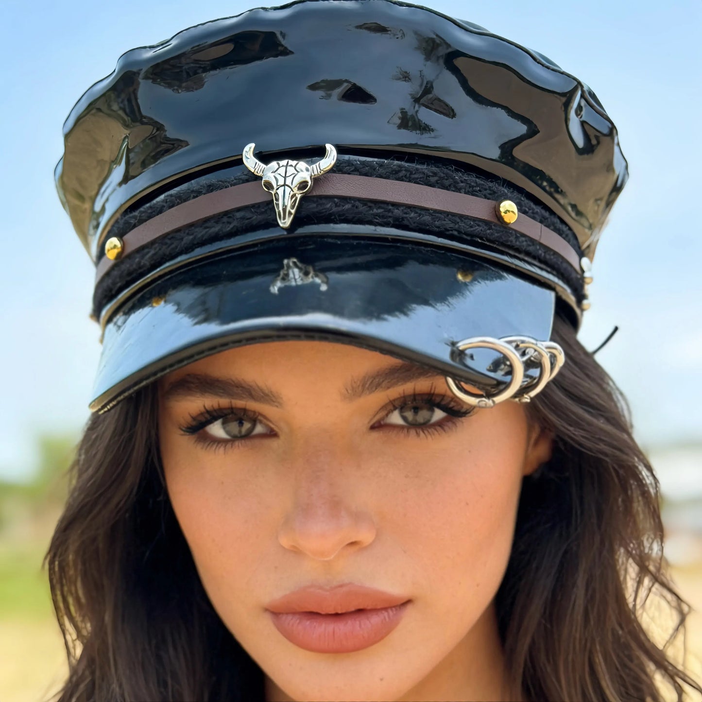 Black Luxury Steampunk Rhinestone Baseball Cap for Women