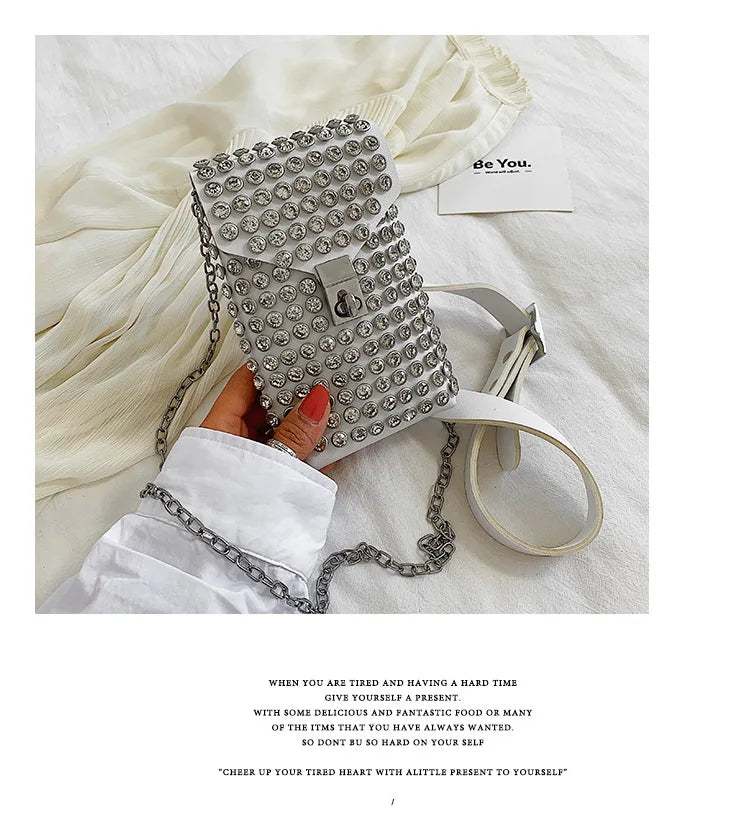 Rhinestone Crossbody Waist Bag
