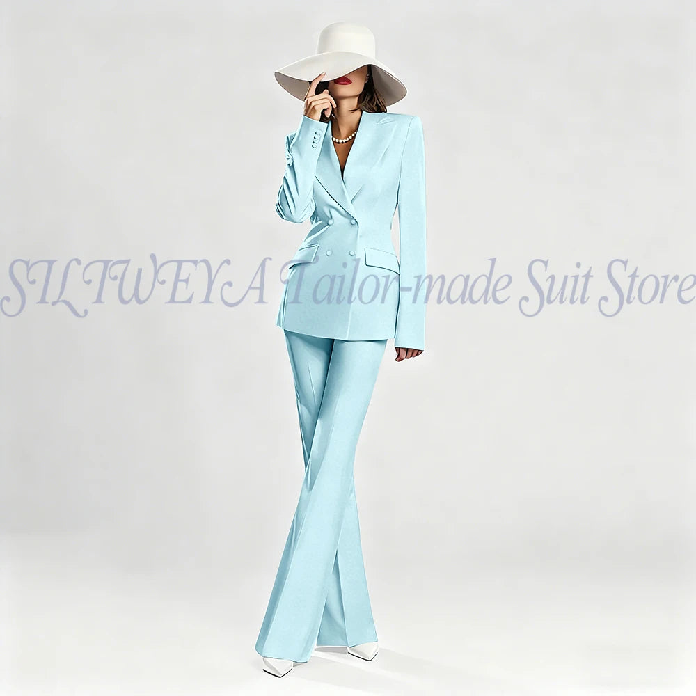 Slim Fit Double Breasted Blazer Suit Set for Women