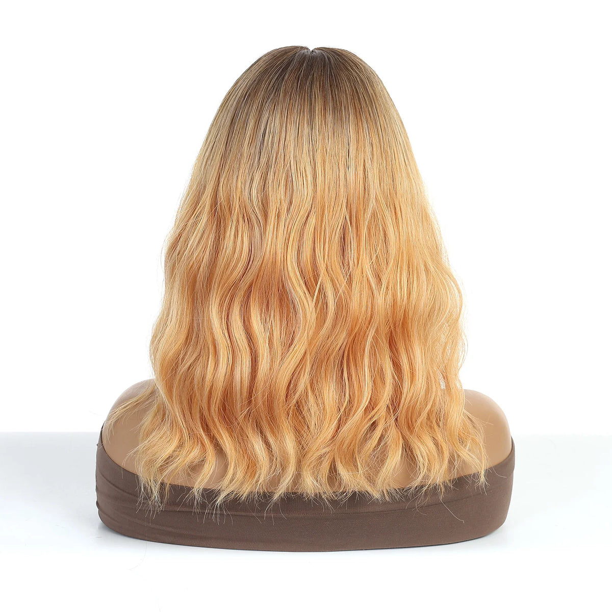 Medium Length Ombre Wavy Blonde Wig With Bangs for Women