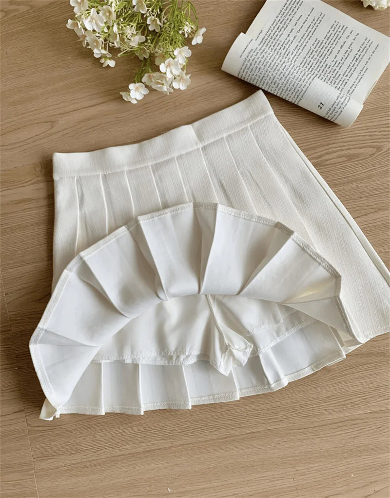 Elegant High Waist Pleated Skirt And Vest Set For Women