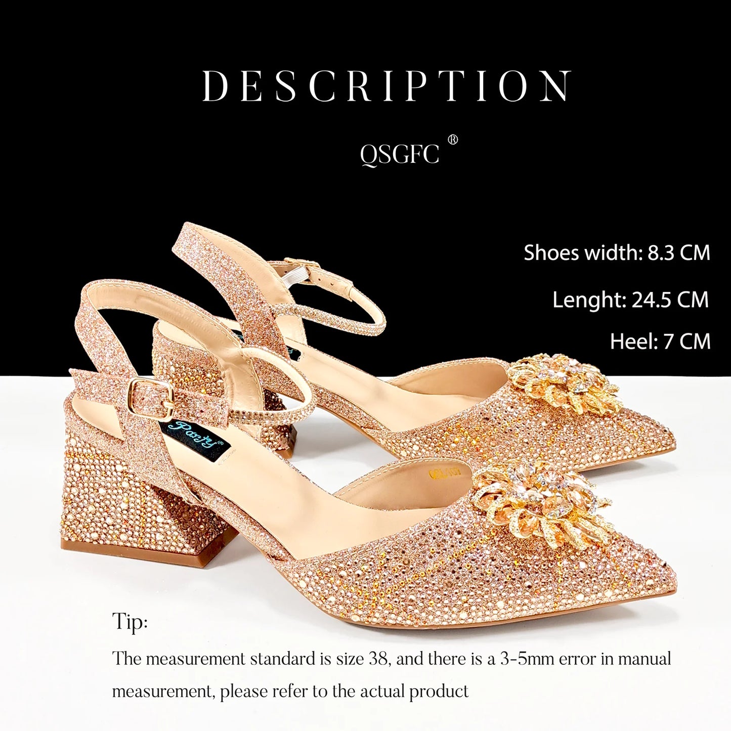 Italian Design Ladies Party Shoes Rhinestone-encrusted High Heels Pointed Toe Women's Shoes Suitable for banquets or work
