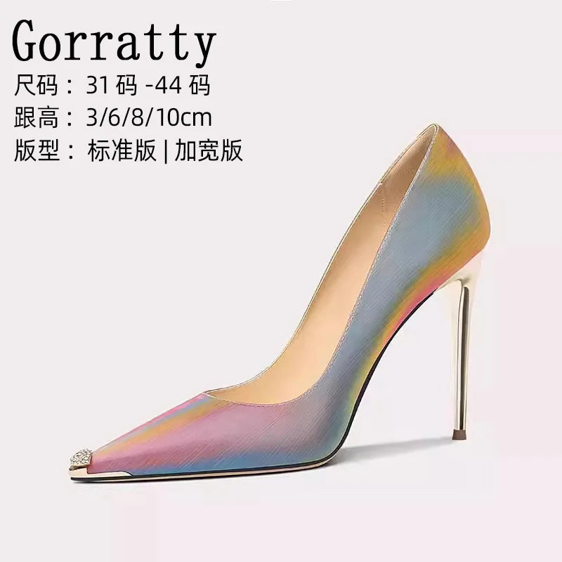 Rainbow Color Pointed Toe High Heel Stiletto Pumps for Women