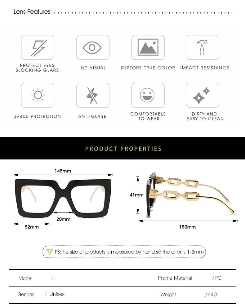 Oversized Square Blue Light Reading Glasses for Women