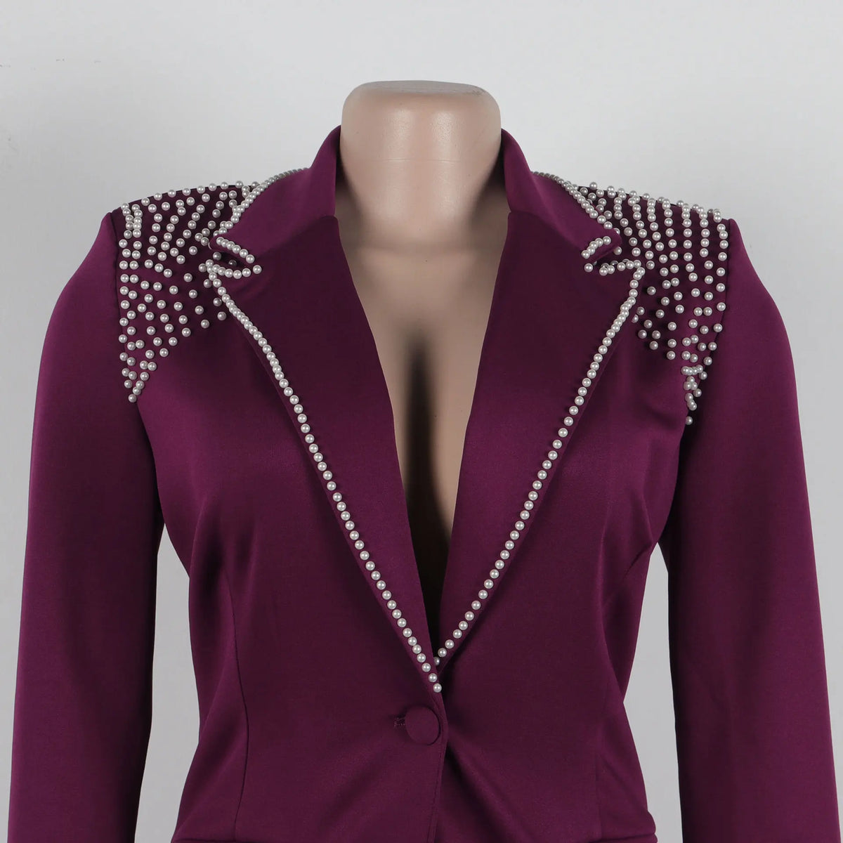 Elegant Slim Fit Pearl Blazer And Pants Set for Women