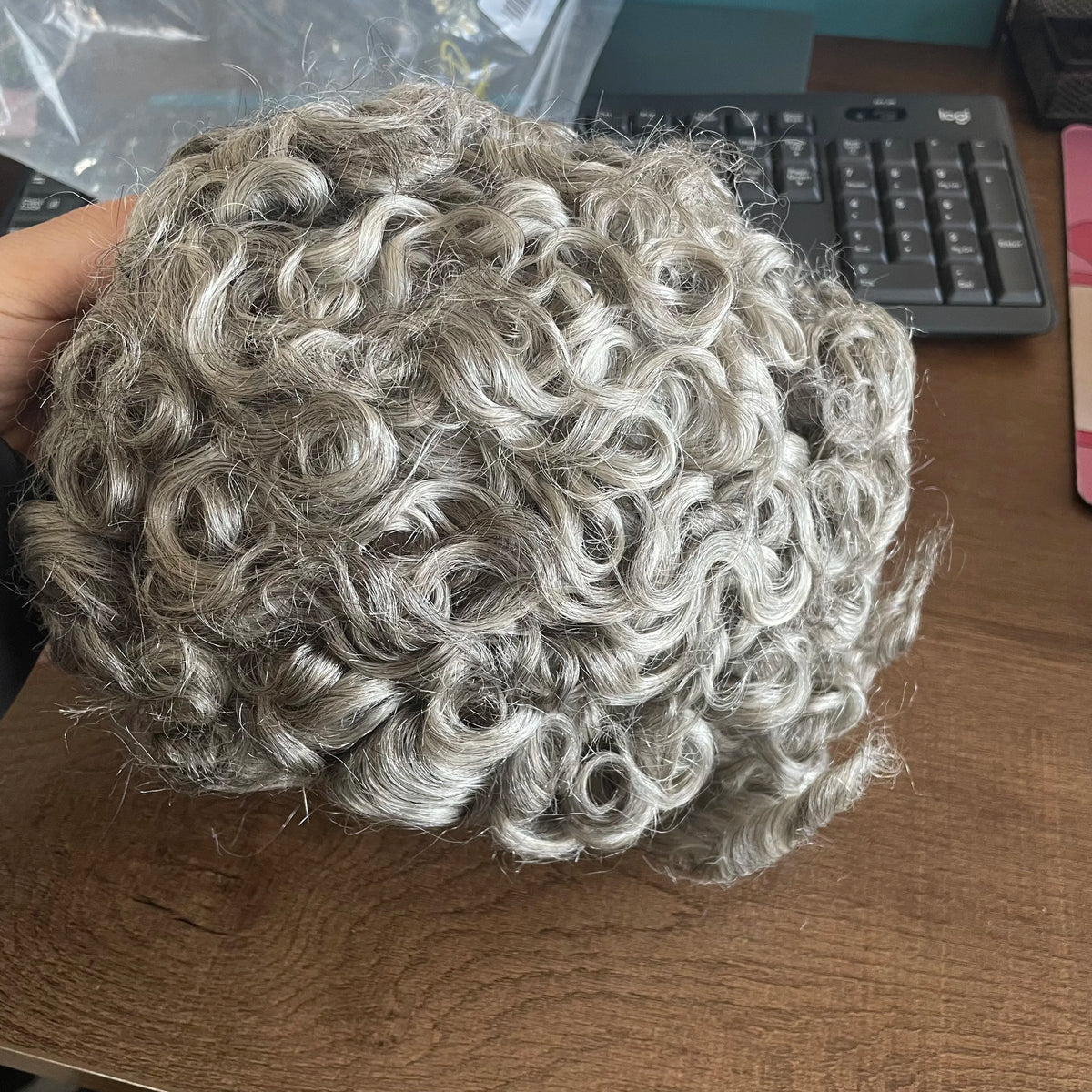 Curly Human Hair Toupee Replacement System for Women