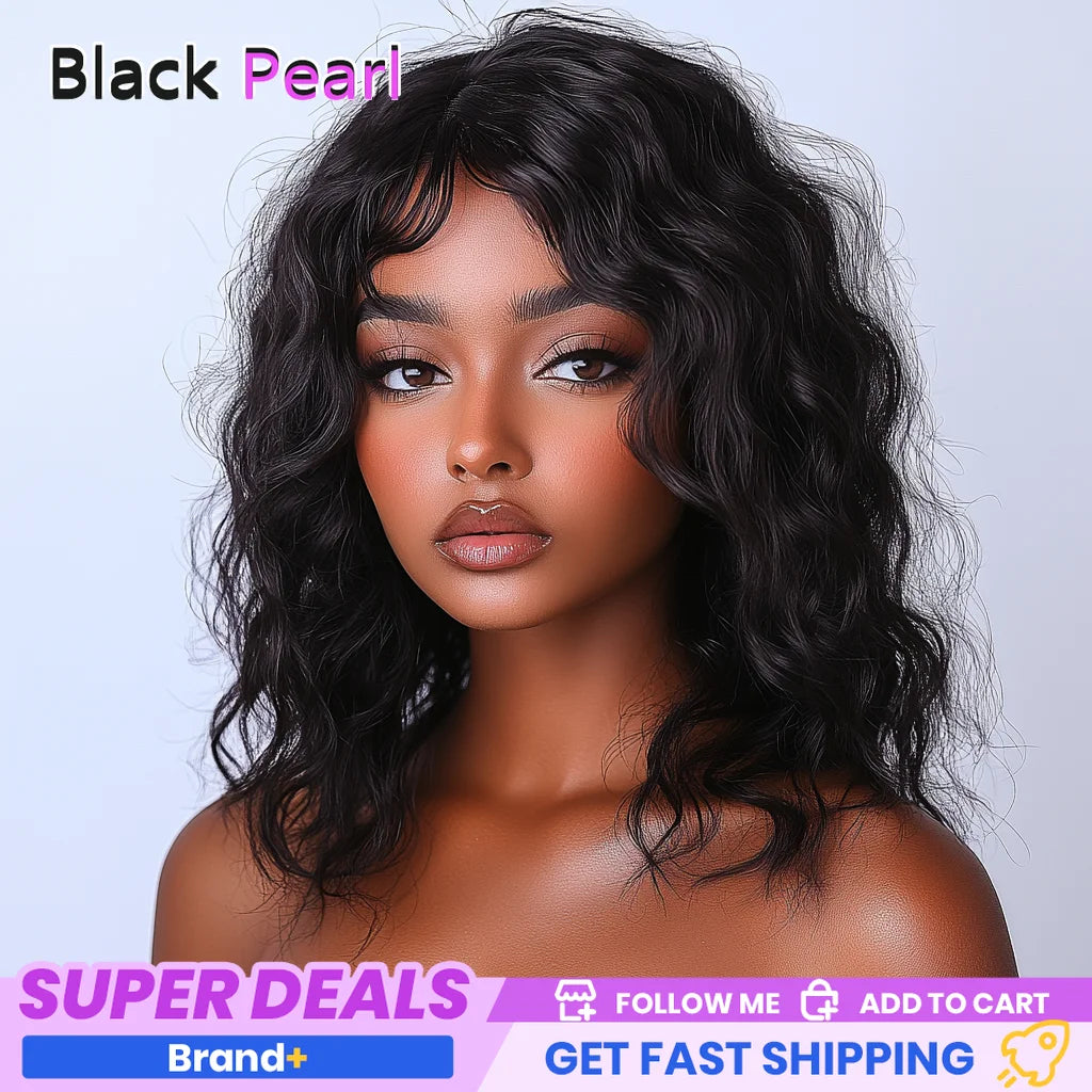 Natural Fluffy Curly Human Hair Short Bob Wig For Women