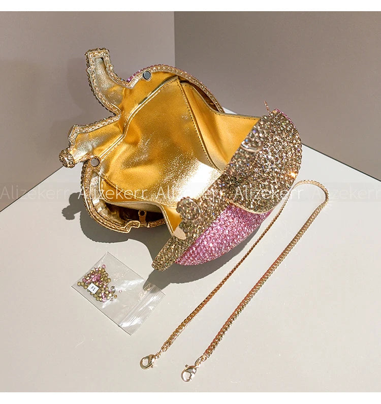 Gorgeous Rhinestone Heart Shaped Evening Bag for Women