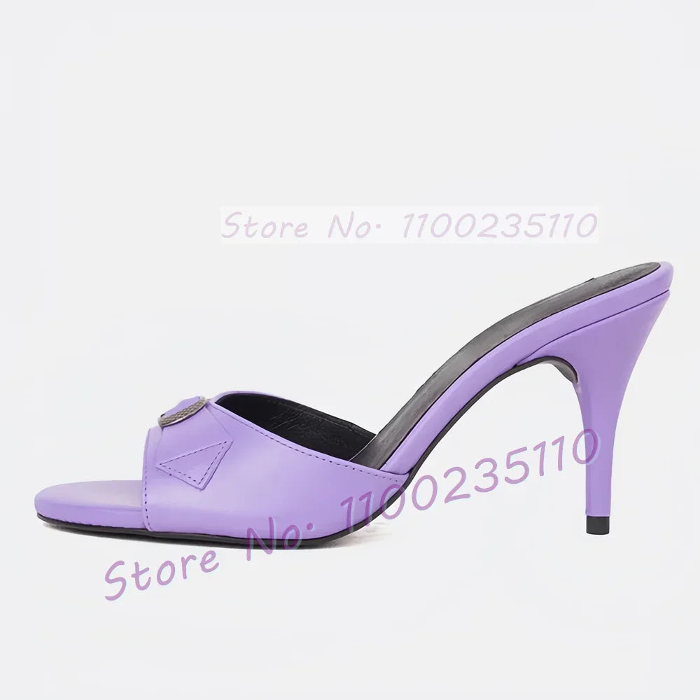 Sophisticated Purple Round Toe Buckle Mules For Women