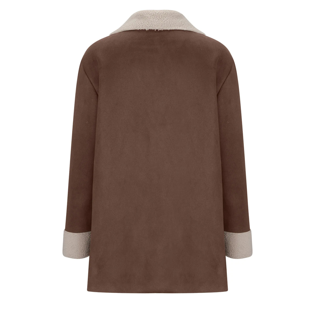 Warm Fleece Lined Suede Coat With Notch Lapel for Women