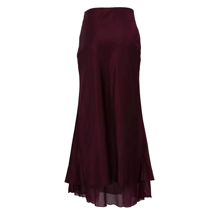 Draped Satin Maxi Skirt
