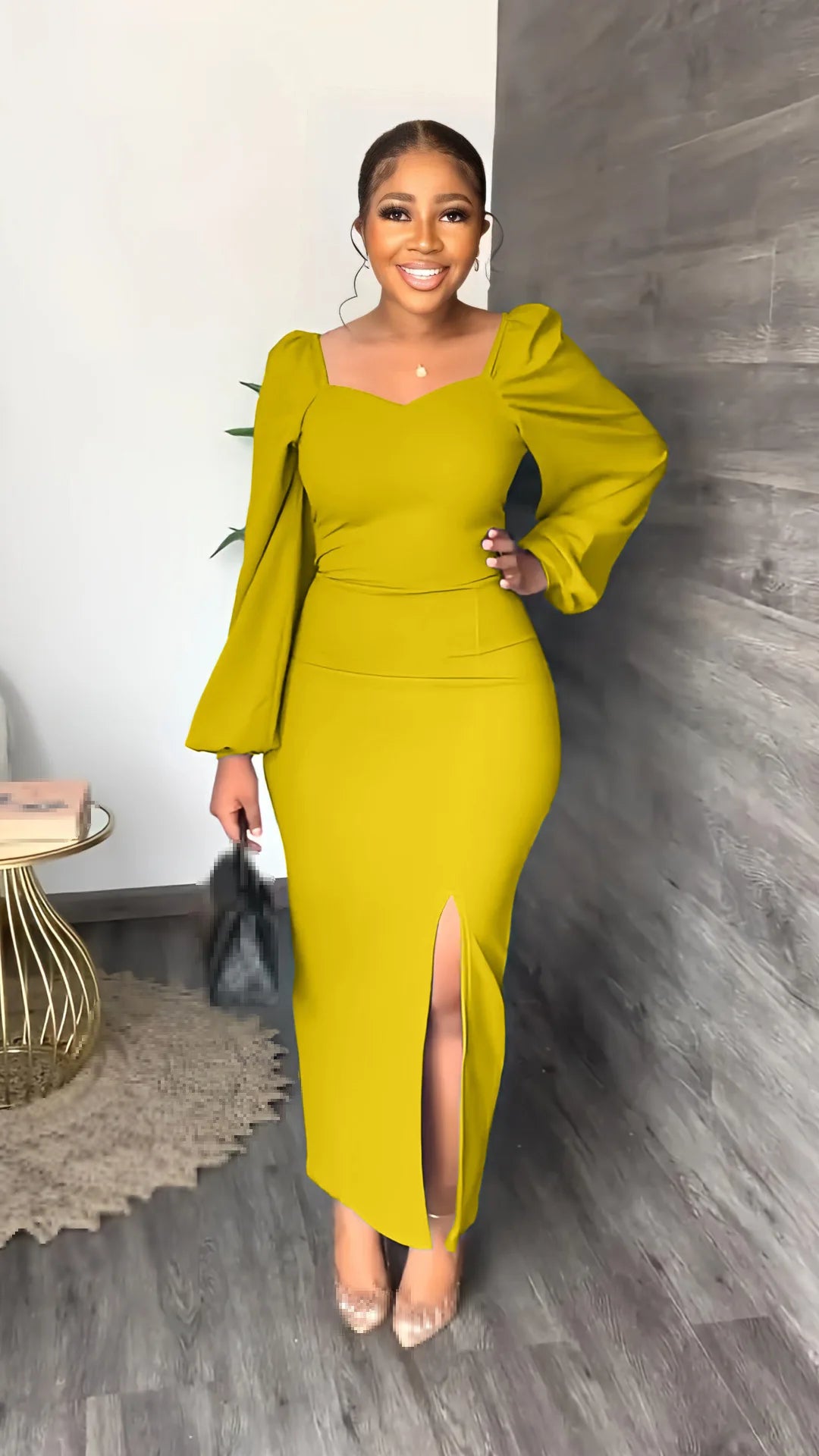 Elegant Ankle Length Knit Evening Party Dress for Women
